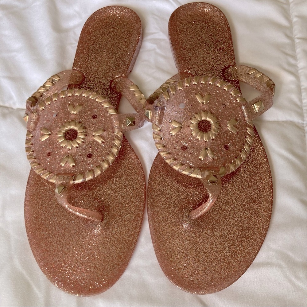 Jack Rogers jelly sandal in rose gold glitter